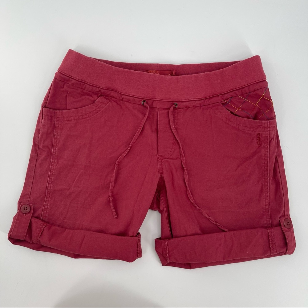 Prana Avril Shorts Roll Tab Cuffs Embroidered Pockets Women's Size M